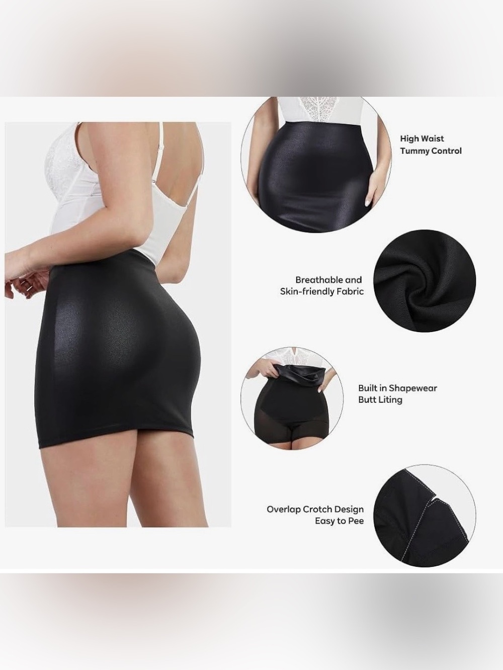 Faux Leather Mini Skirt with Built in Shapewear size L NWT by Popilush - Picture 4 of 11